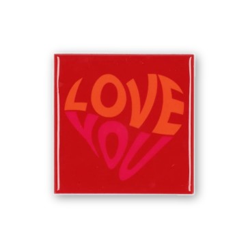 Декоративна плочка 'Love You' оранжева 10x10 см