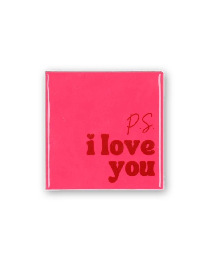 Декоративна плочка 'PS I Love You' розова 10x10 см