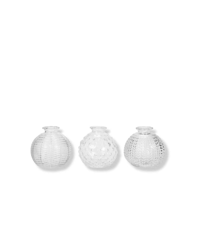 Ваза Трио релефна, стъкло, К-т от 3